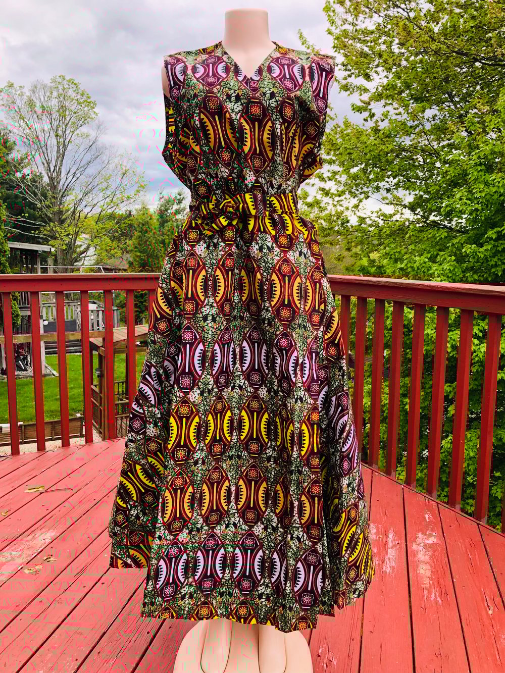Image of Long Maxi Wrap Dress/ Hair Wrap and Bag Included one size