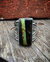 WL&A Handmade Heavy Ingot Arrowhead Black Jack Ribbon Turquoise Ring - Size 10