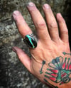 WL&A Handmade Heavy Ingot Arrowhead Black Jack Ribbon Turquoise Ring - Size 13