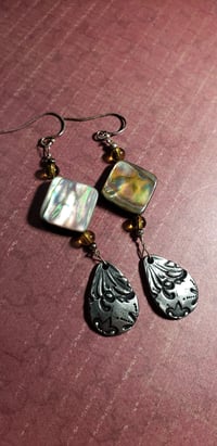 Pewter and Abalone  Earrings