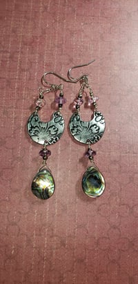 Pewter and Abalone  Earrings 2
