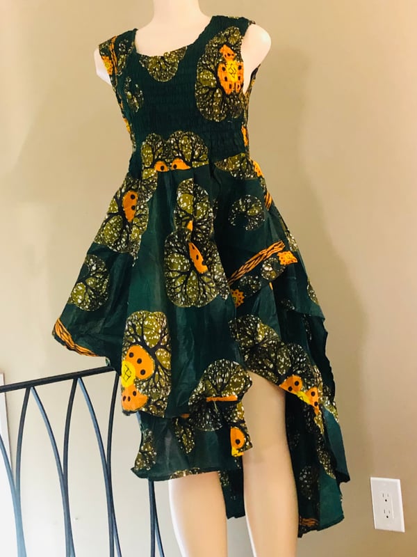Image of High-Low Ankara Dress with hair tight / one size