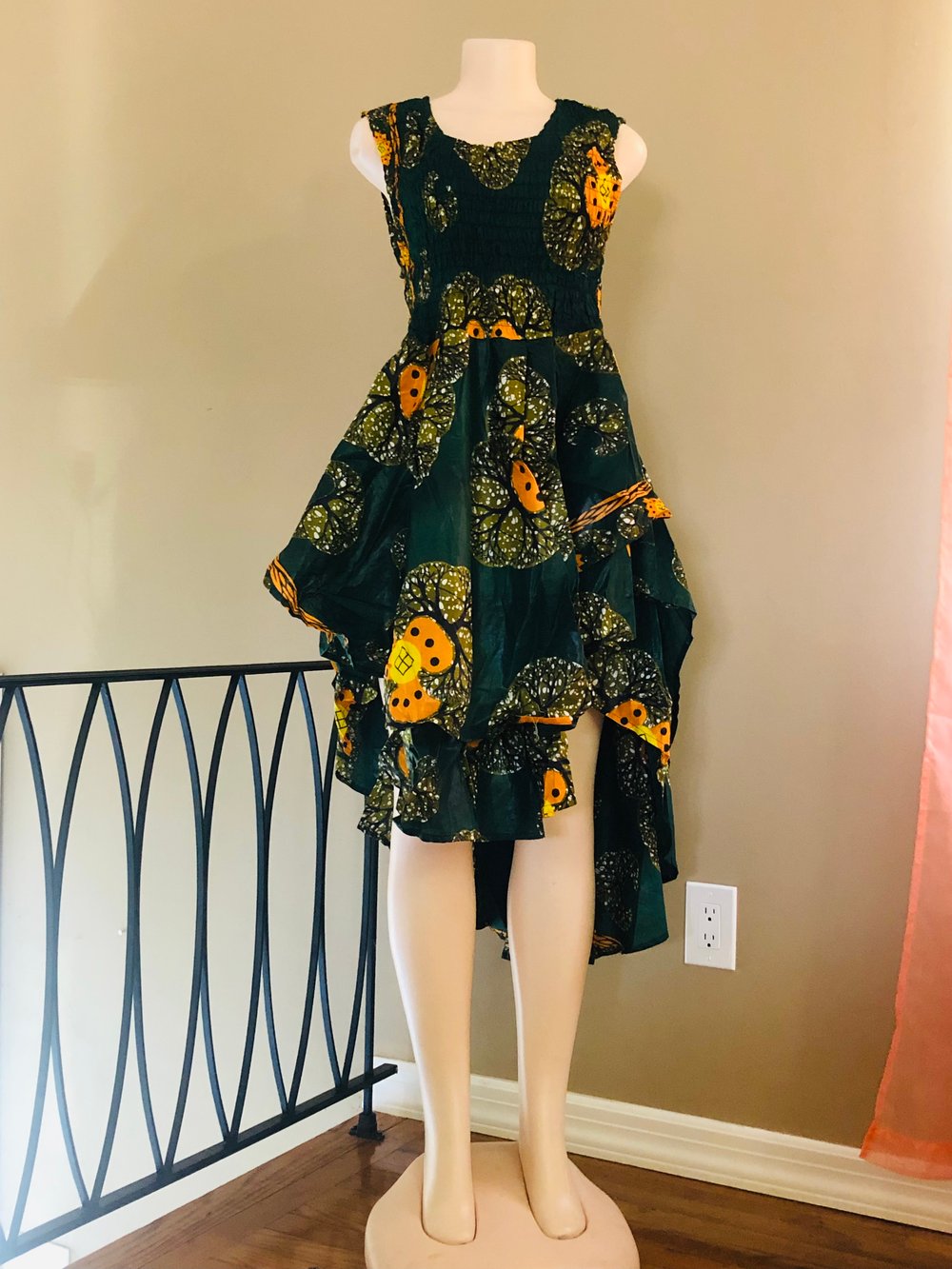 Image of High-Low Ankara Dress with hair tight / one size