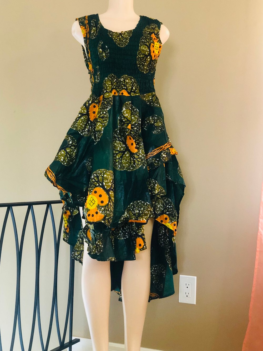 Image of High-Low Ankara Dress with hair tight / one size
