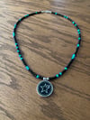 Beaded Necklace with Sterling Silver Enameled PW Star Pendant 