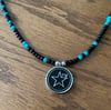 Beaded Necklace with Sterling Silver Enameled PW Star Pendant 
