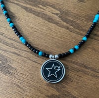 Image 1 of Beaded Necklace with Sterling Silver Enameled PW Star Pendant 