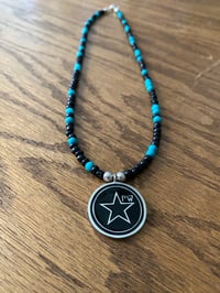 Image 3 of Beaded Necklace with Sterling Silver Enameled PW Star Pendant 
