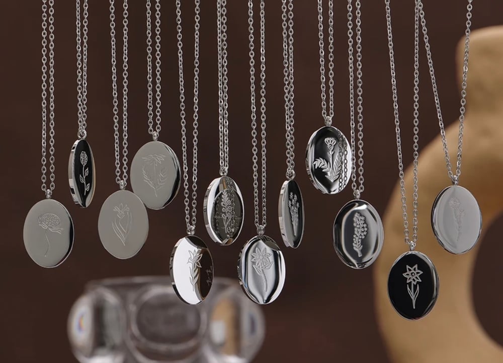 Image of Silver birth flower pendant