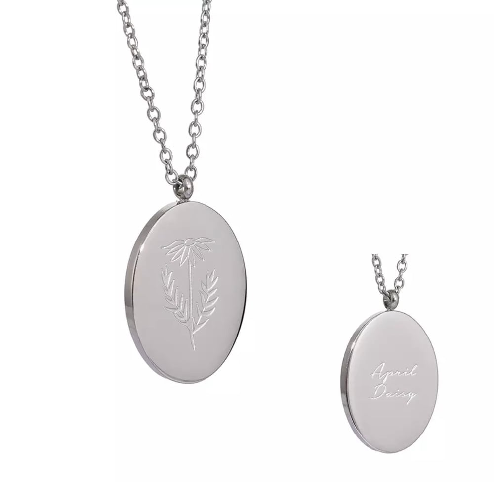 Image of Silver birth flower pendant