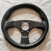 VOLANT RAID 13 CUIR ET ALU NOIR 