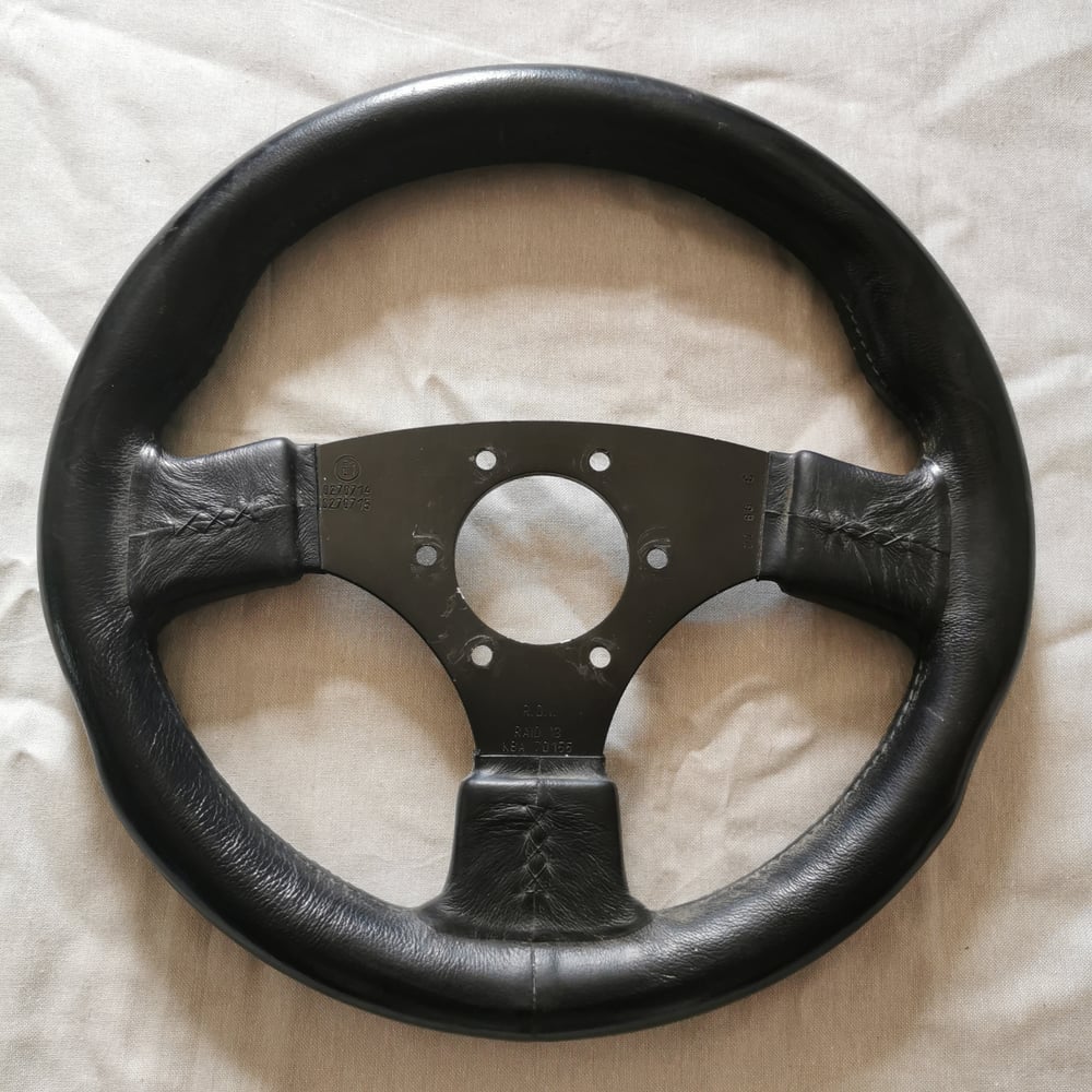 VOLANT RAID 13 CUIR ET ALU NOIR