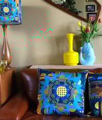 Image 3 of 'City Bloom Blue' Cushion