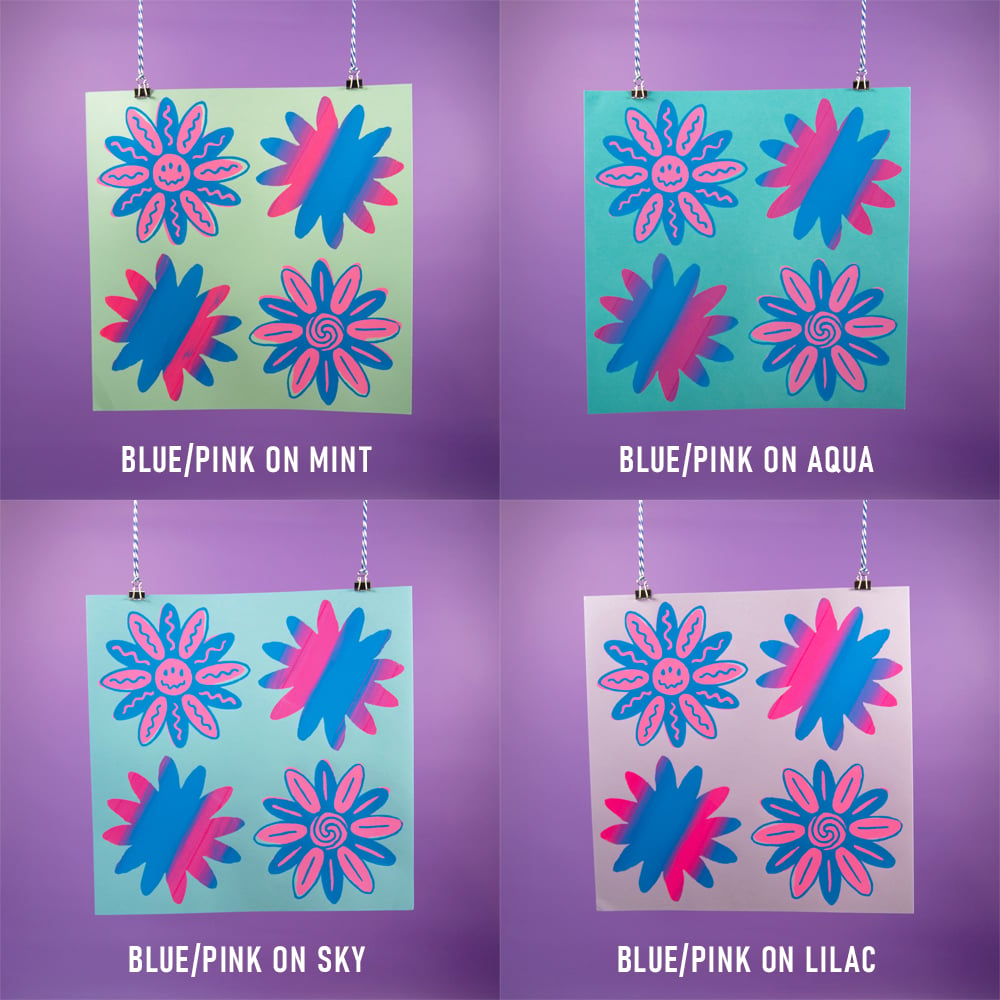 Blue/Pink Flower Prints