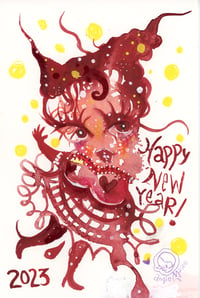 'Happy New Year' Mixed media paint 2023 