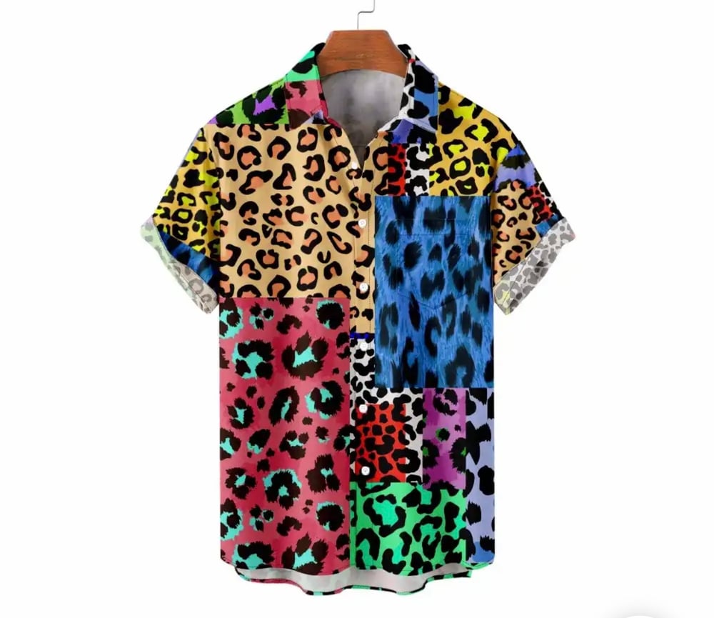 SNAZZY VIP LEOPARD PRINT COLORED PARTY SHIRT