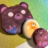 Salmon Run Minky Plush Buttons + Coin Pouch