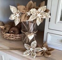 Christmas Handmade Rustic Forever Flowers - Cream with Gold Foil pattern 