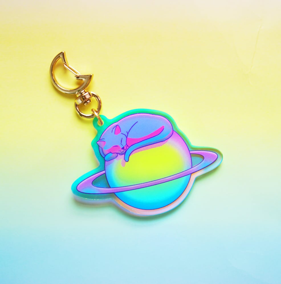 Image of Cat Planet Rainbow Keychain