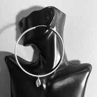 Image 1 of Hoops w/ Cowrie Shell Charms (925 Sterling Silver)