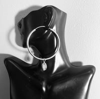 Image 4 of Hoops w/ Cowrie Shell Charms (925 Sterling Silver)