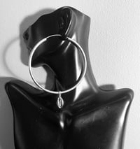 Image 3 of Hoops w/ Cowrie Shell Charms (925 Sterling Silver)