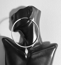 Image 2 of Hoops w/ Cowrie Shell Charms (925 Sterling Silver)