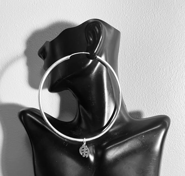 Hoops w/ Gye Nyame Charms (925 Sterling Silver)