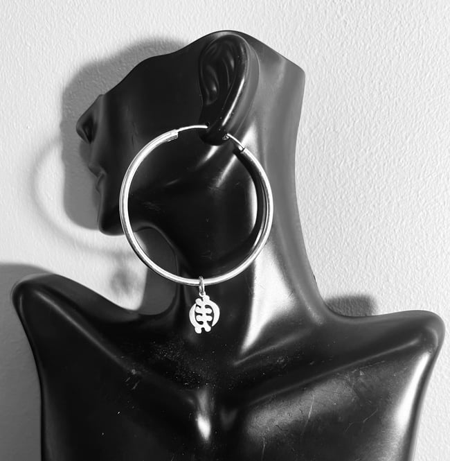 Hoops w/ Gye Nyame Charms (925 Sterling Silver)