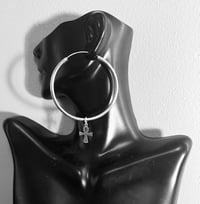 Image 4 of Hoops w/ Ankh Charms (925 Sterling Silver)