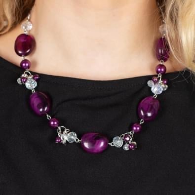 Image of Necklace and Earrings Purple 