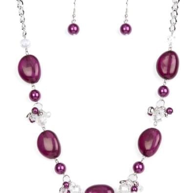 Image of Necklace and Earrings Purple 