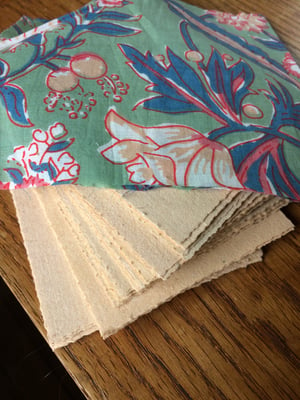 CHARLOTTE — carnet reliure copte — papier artisanal — couverture de tissu blockprint indien