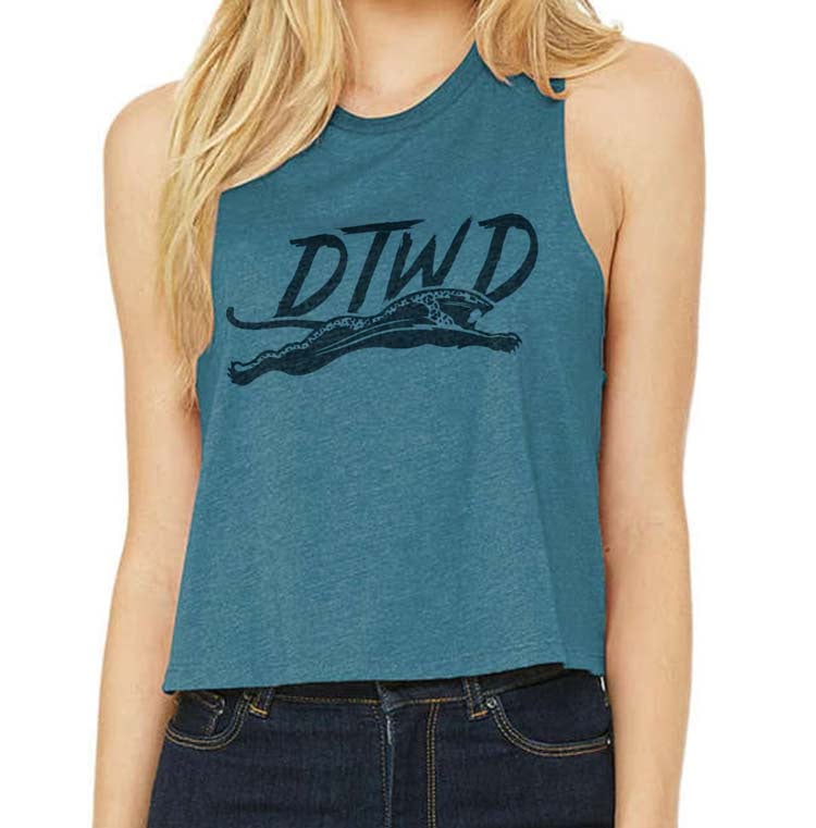 Image of DTWD leap - heather teal crop racerback