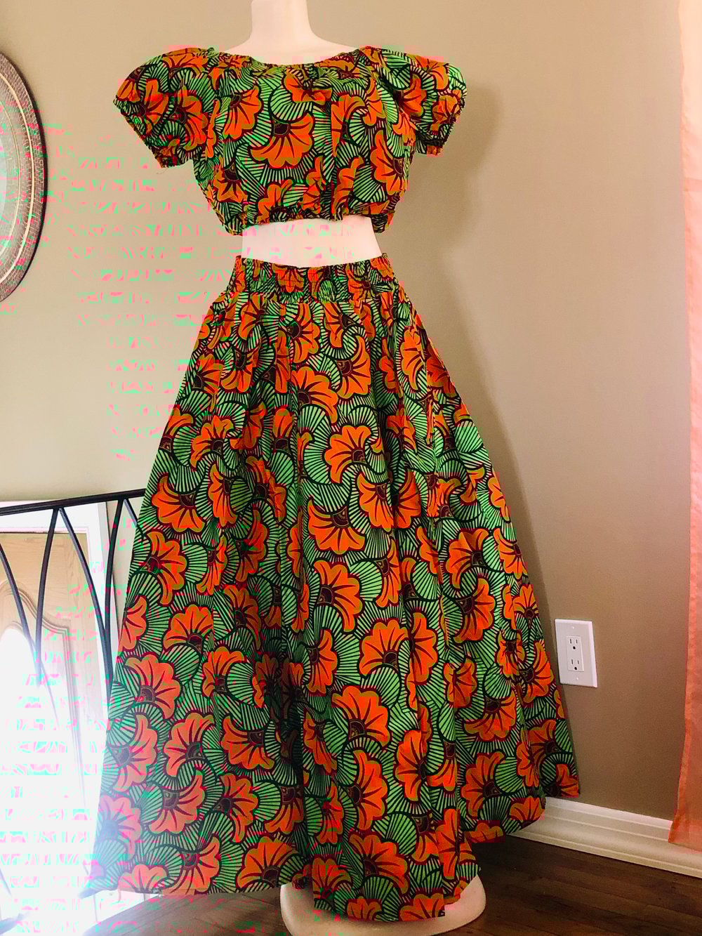 Image of The picnic-Orange/ Skirt Set One Size