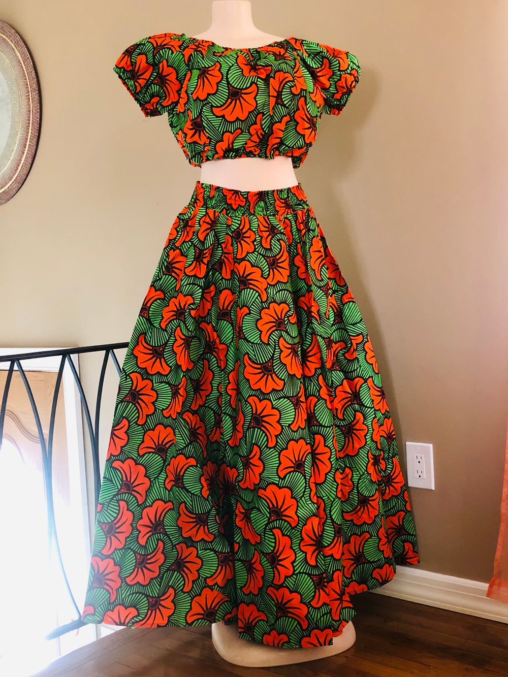 Image of The picnic-Orange/ Skirt Set One Size