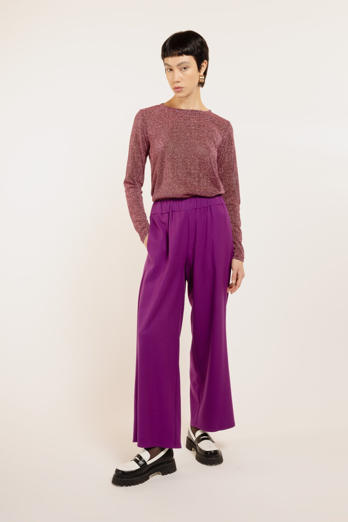 Image of PANTALONE PERÙ TWILL MALVA 