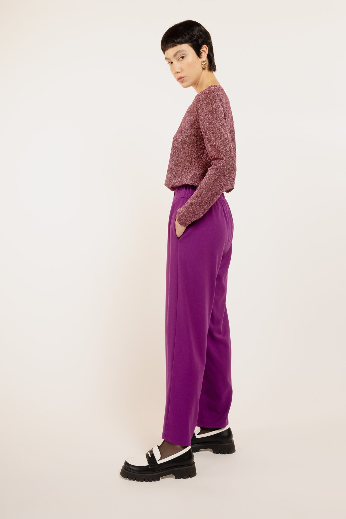 Image of PANTALONE PERÙ TWILL MALVA 