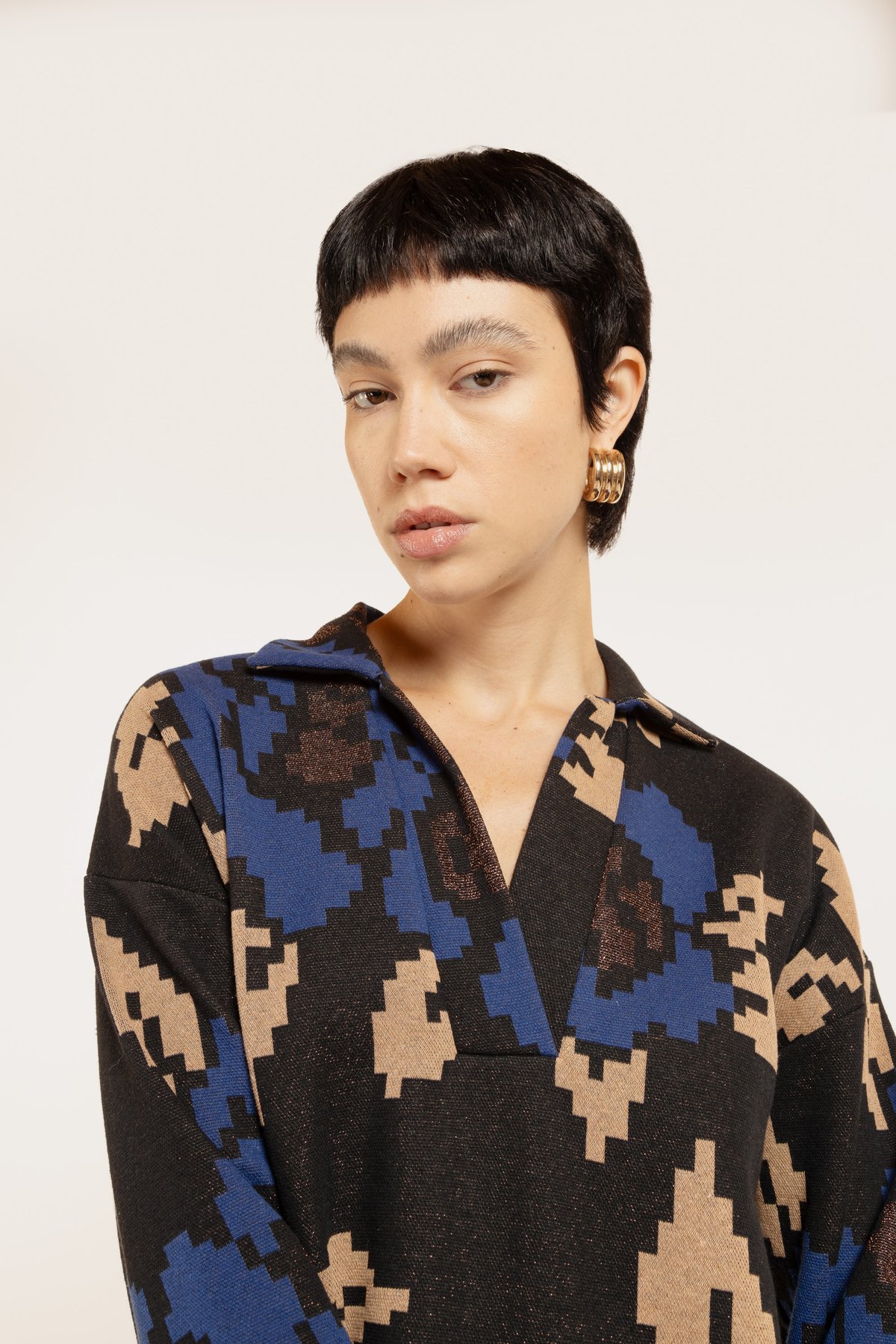 Image of MAGLIA MACAO MAXI ROSA NERO