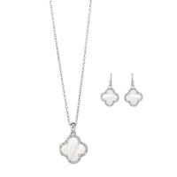 Image 1 of Mother Of Pearl - Clover Quatrefoil Necklace & Earring Set