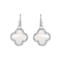 Image 3 of Mother Of Pearl - Clover Quatrefoil Necklace & Earring Set