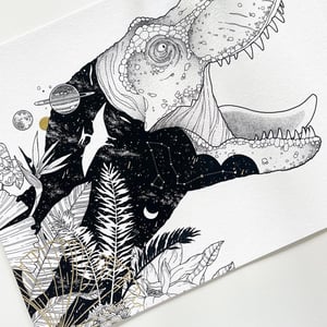 Image of Cosmic Dinos: Botanical Rex, fine art print