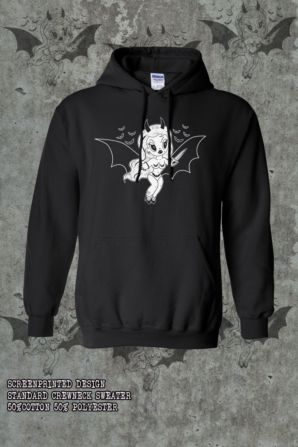 Image of BLACK HOODIE BICHOTA VAMPIRE 