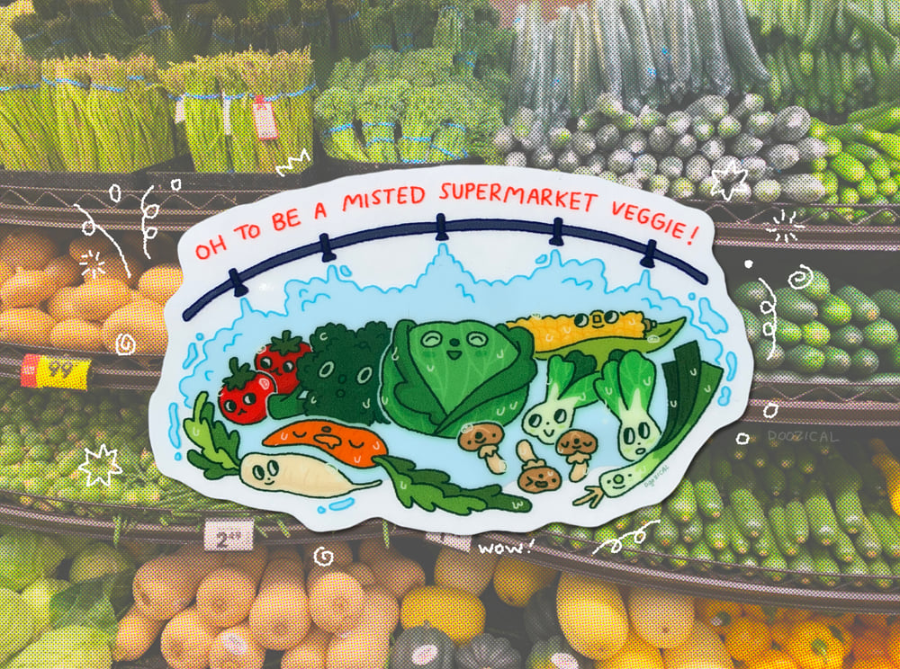 misted veggie stickers