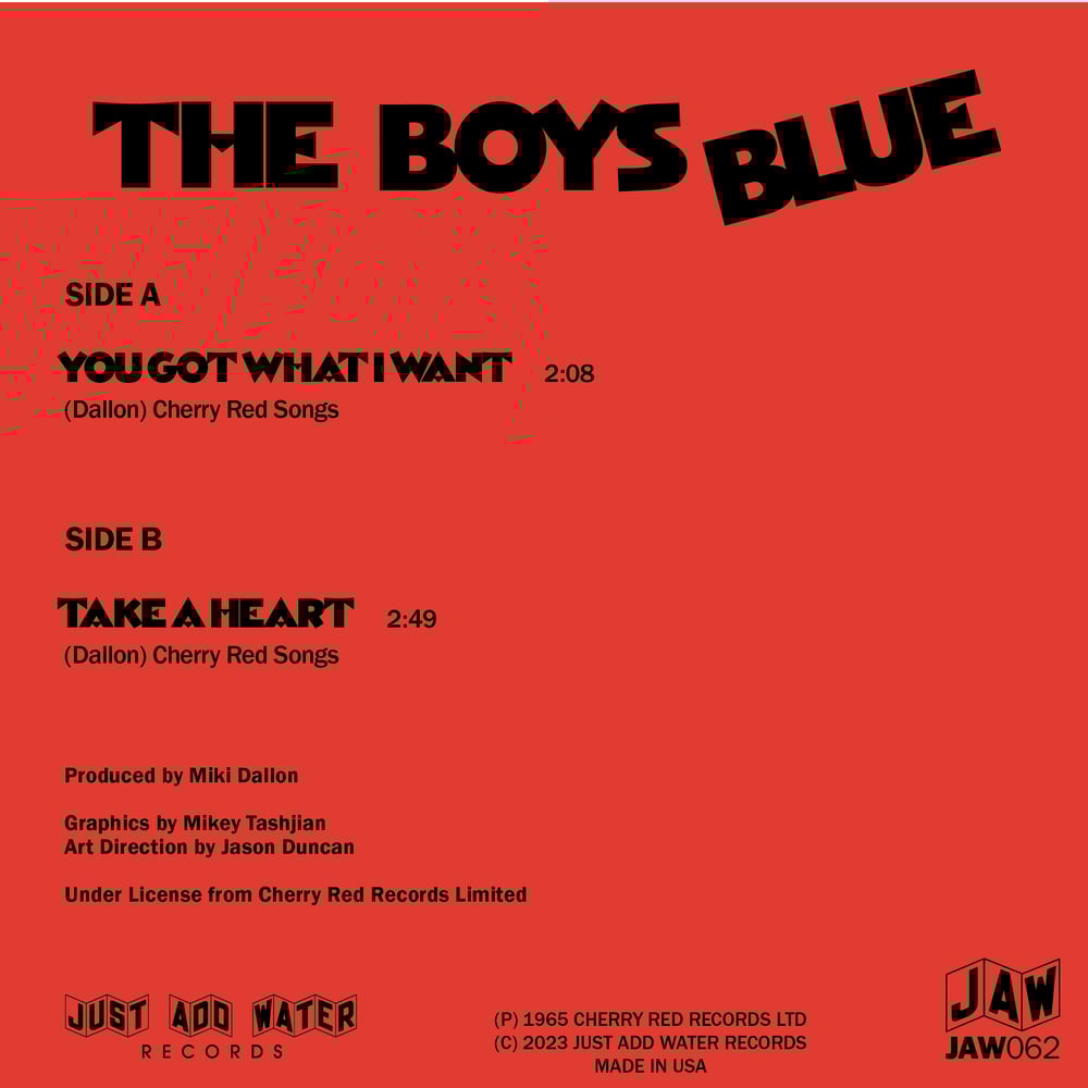 THE BOYS BLUE "You Got What I Want" 7" single JAW062