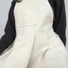 NEW! Split Leg Pleated Pinafore Apron with Adjustable Crossback Straps. No25 Undyed Canvas