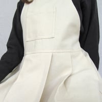 Image 5 of Split Leg Pleated Pinafore Apron with Adjustable Crossback Straps. No25 Undyed Canvas