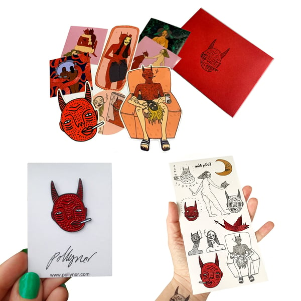 Image of BUNDLE - Stickers, Temporary Tattoos and Pin