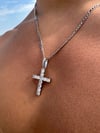 Mens Silver Iced Cross Necklace