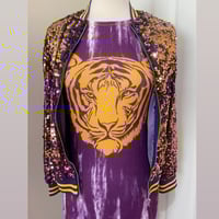 Image 1 of  Purple & Gold Sequin Bomber Jacket
